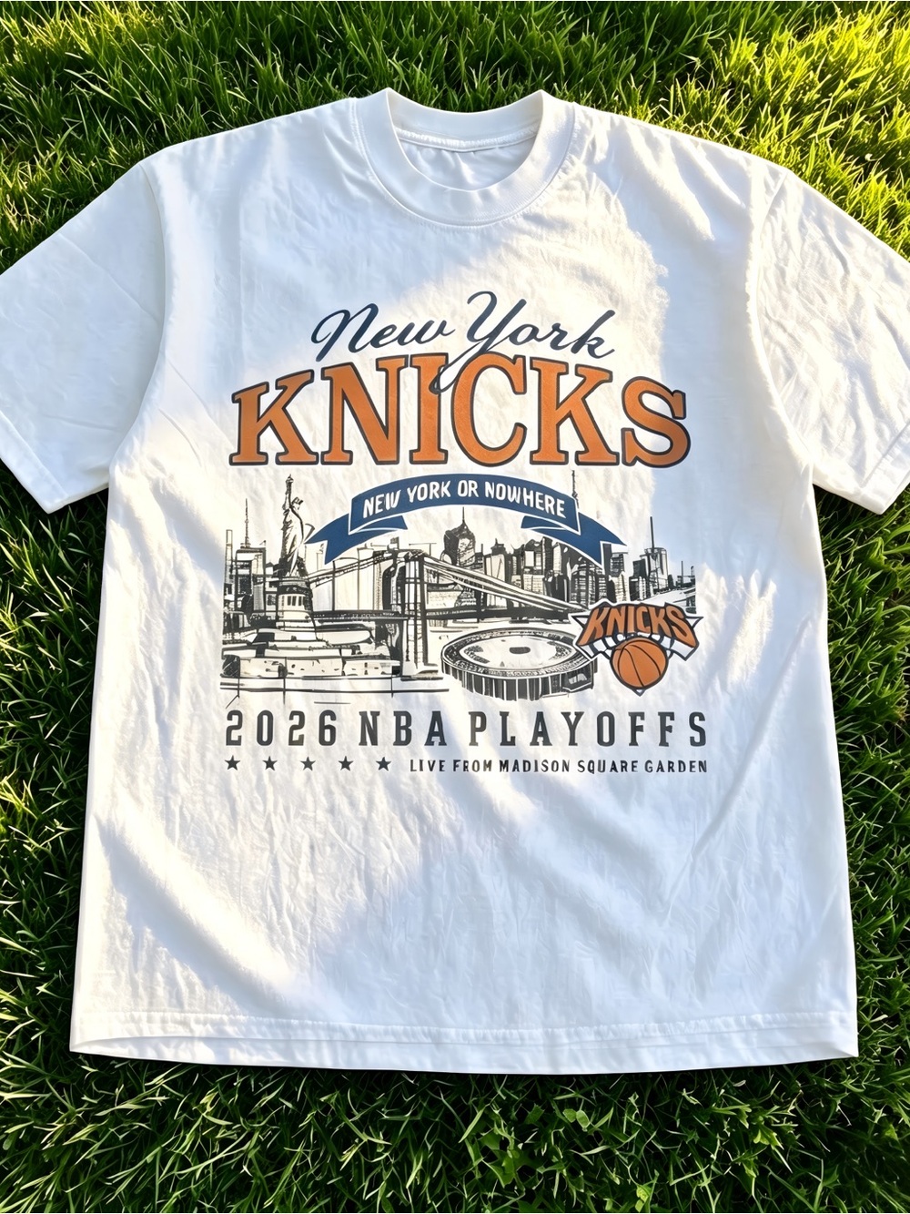 White New York Knicks 2026 NBA Playoffs Women Men T-shirt unisex